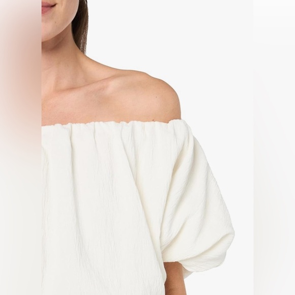 Trina Turk Women's Off The Shoulder Plisse Dress, Whitewash-X-Large - Picture 2 of 10